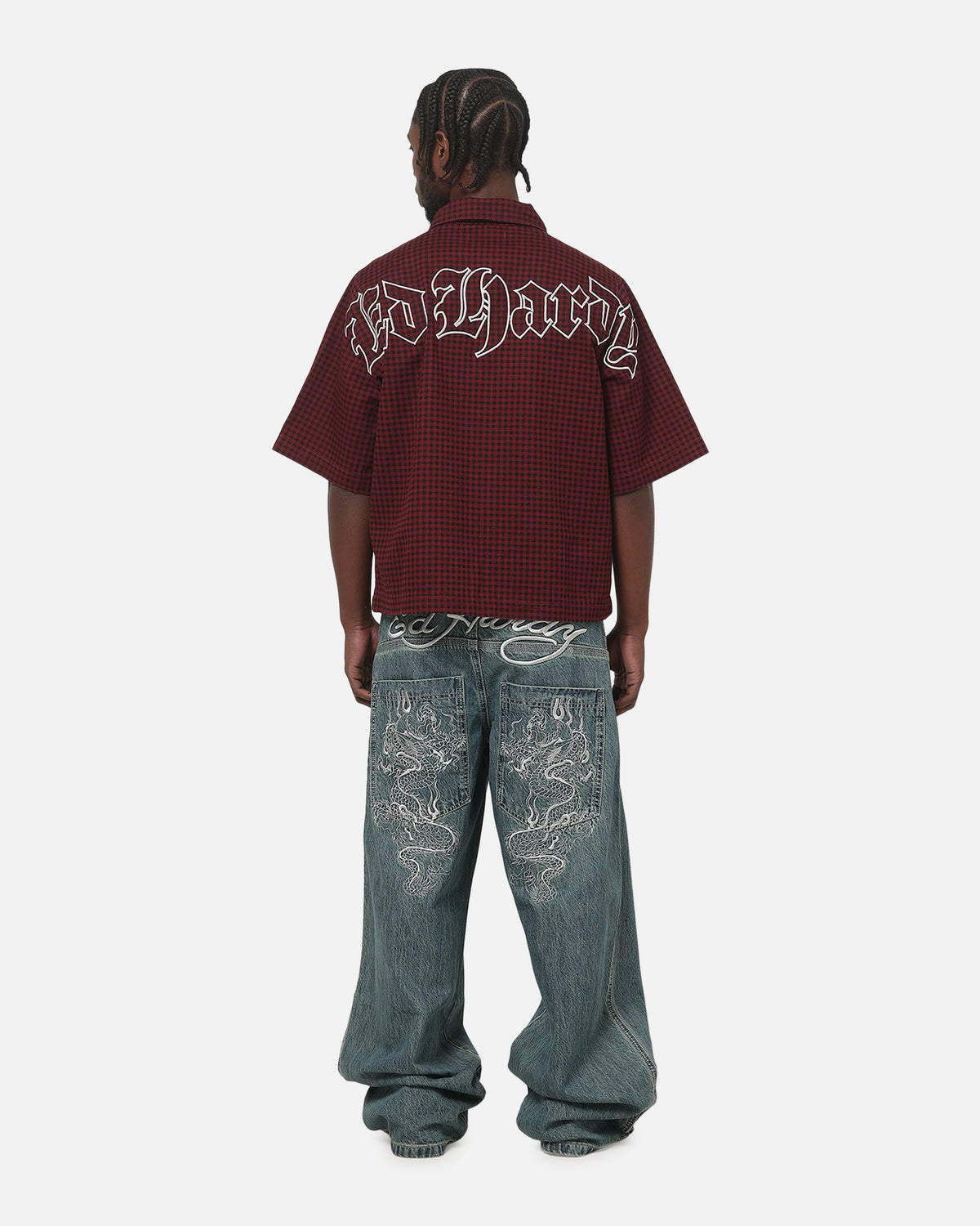 Ed Hardy Ghost Tattoo Button Up Shirt Plum