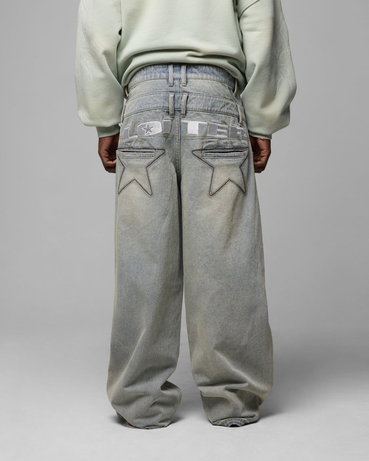 Loiter Star Layered Jeans Washed Blue