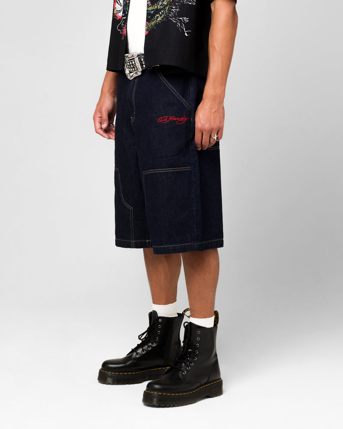 Ed Hardy Dragon Jorts Indigo