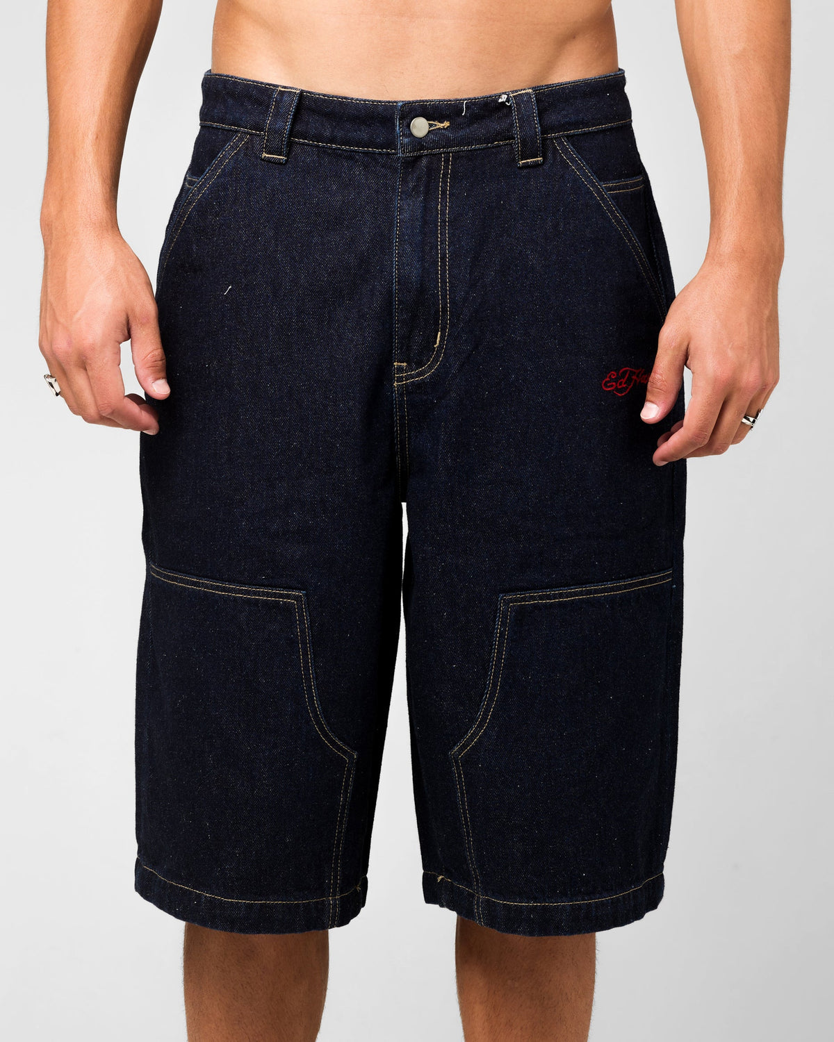 Ed Hardy Dragon Jorts Indigo