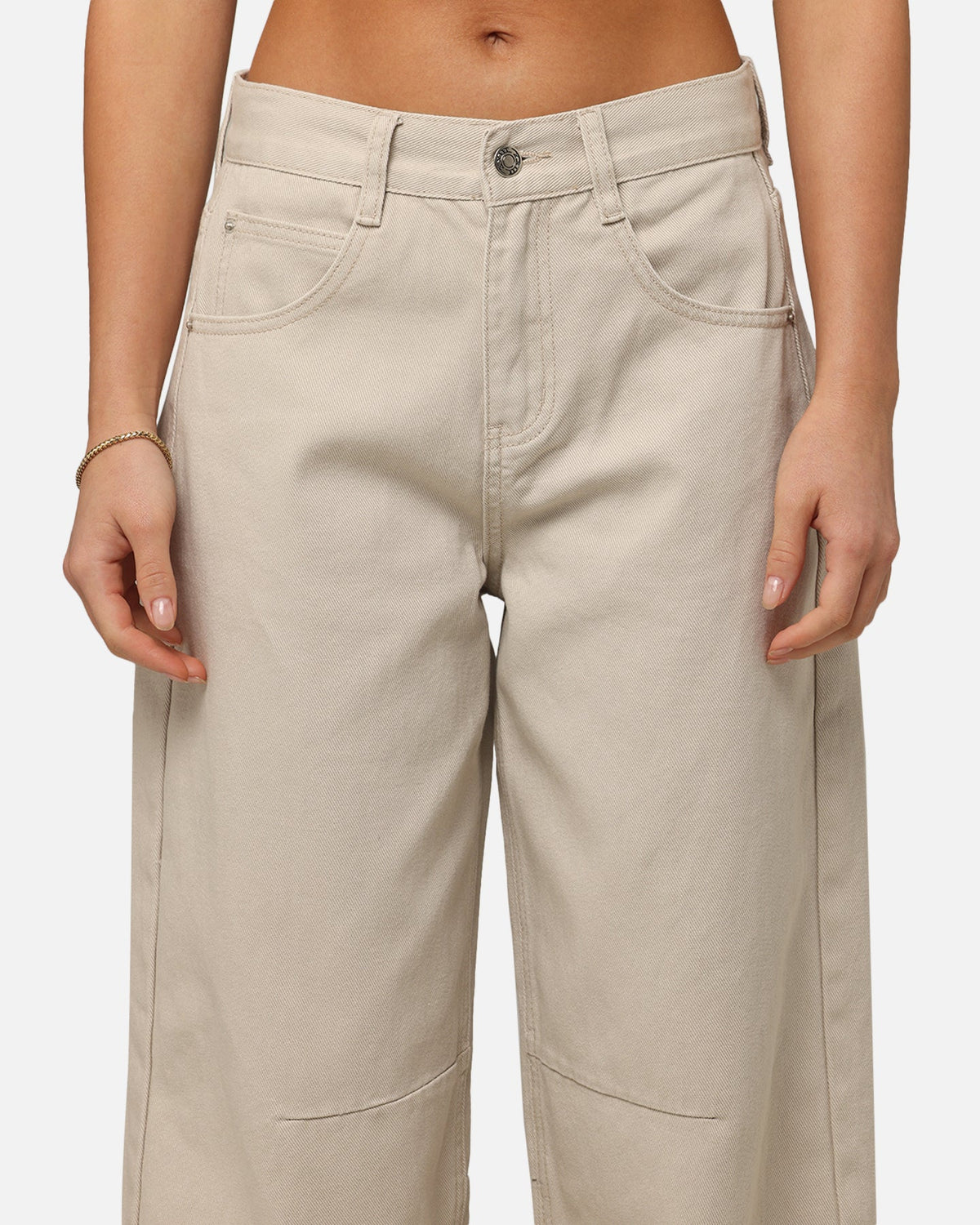 XXIII Women's Buckle Baggy Jeans Sand