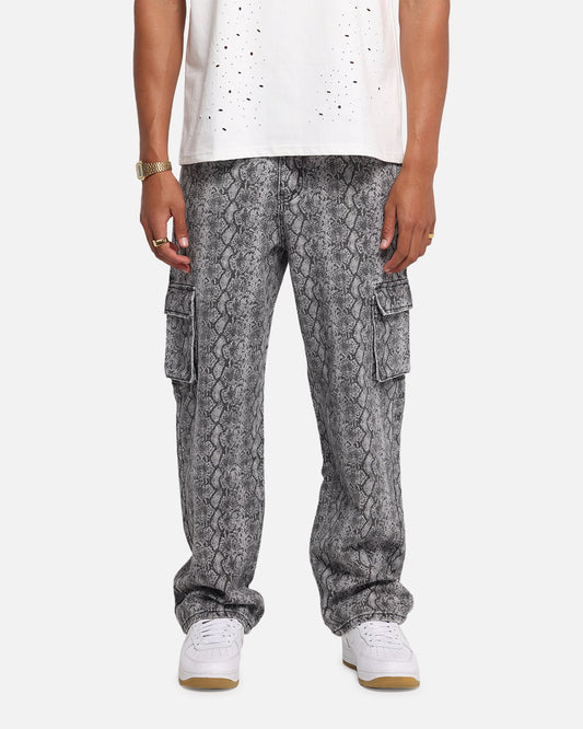 XXIII Snake Skin Cargo Pants Black Snake Print