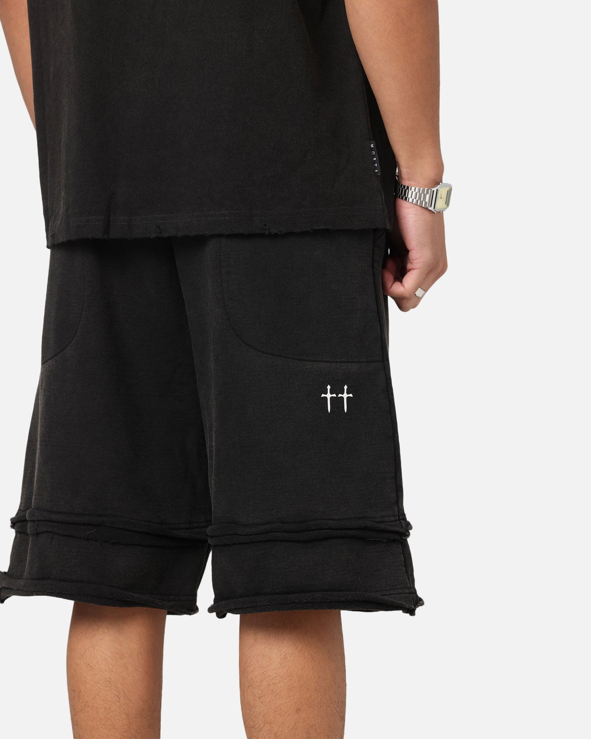 Saint Morta Gothic Layered Sweat Shorts Black