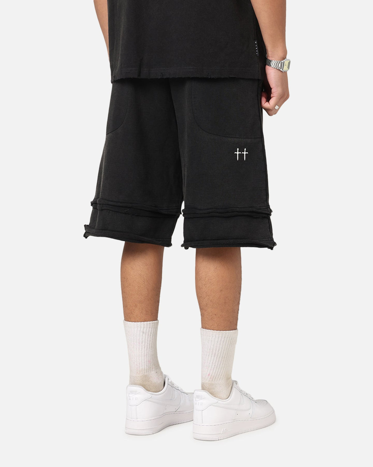 Saint Morta Gothic Layered Sweat Shorts Black