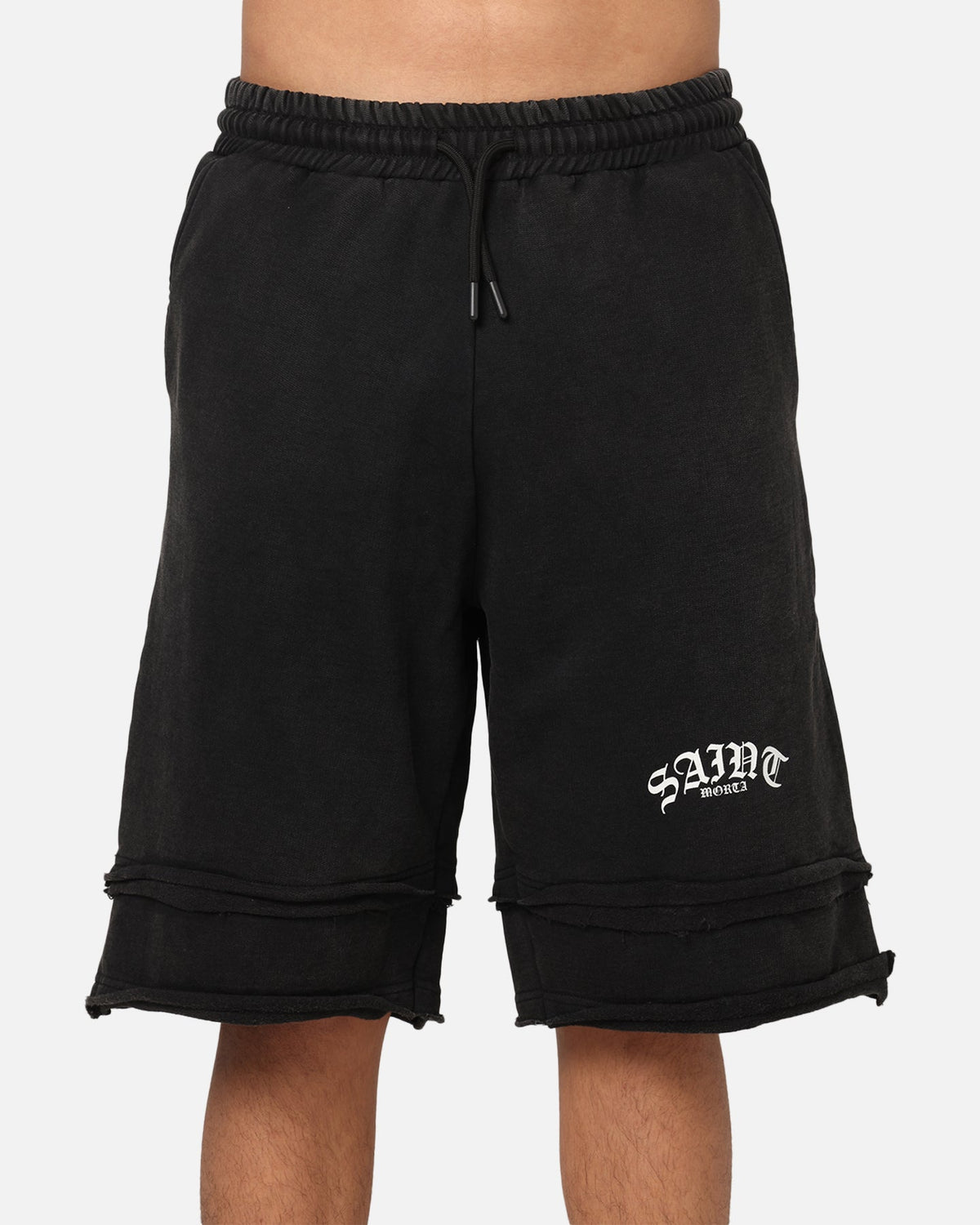 Saint Morta Gothic Layered Sweat Shorts Black