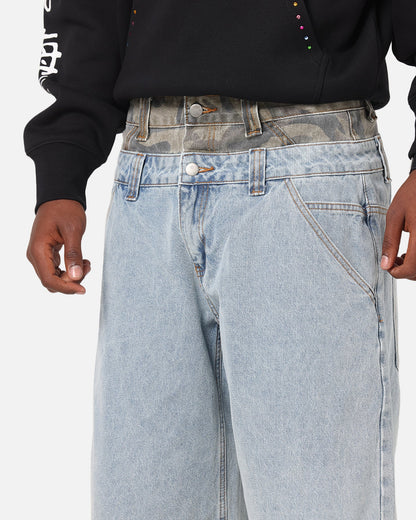 Ed Hardy Double Waist Camo Jorts Mid Blue Denim