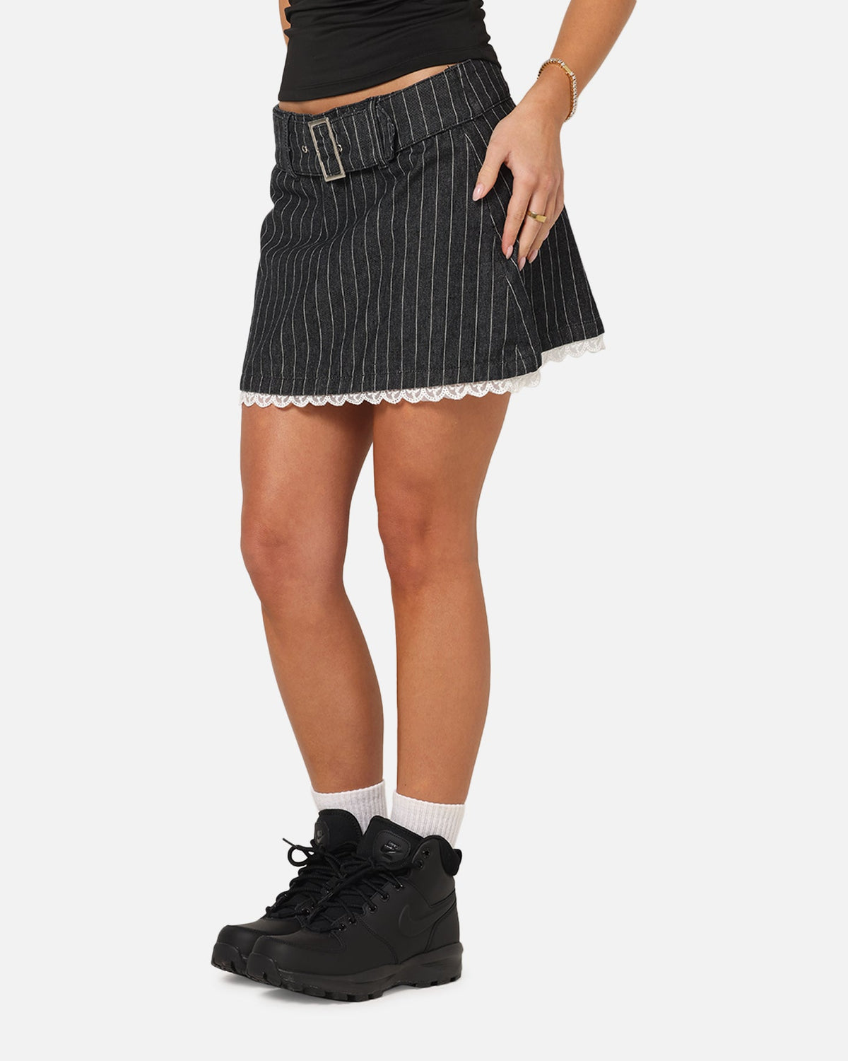Ed Hardy Women's Pinstripe Mini Skirt Pinstripe