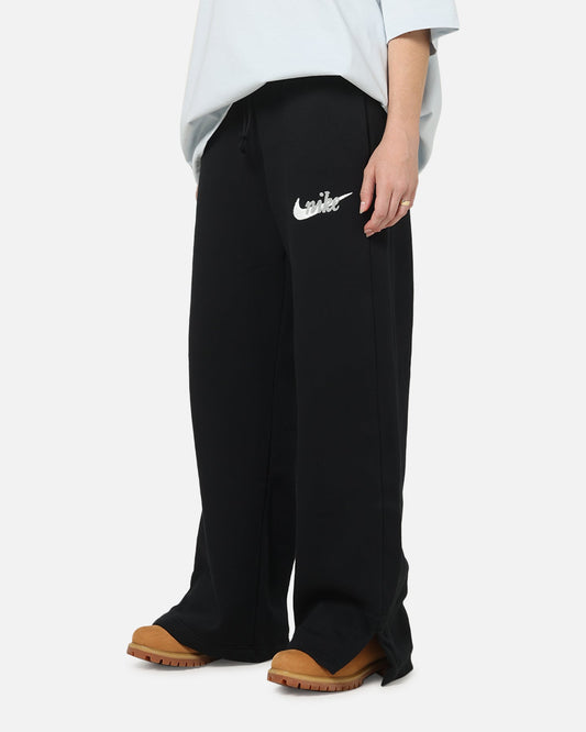 Nike Women's Sportswear Phoenix Fleece High-Waisted Wide-Leg Logo Pants Black/Summit White