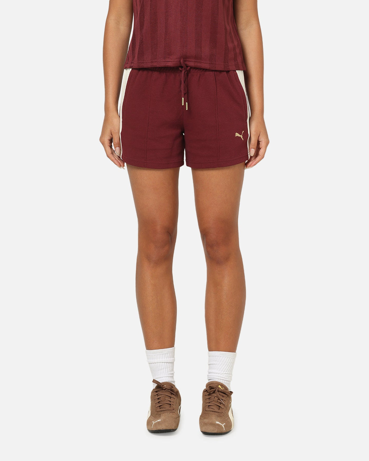 Puma Women's T7 Pintuck Shorts Ruby