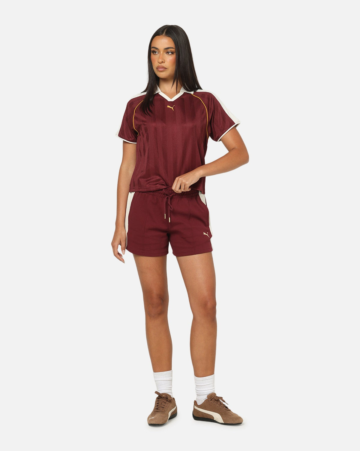 Puma Women's T7 Pintuck Shorts Ruby