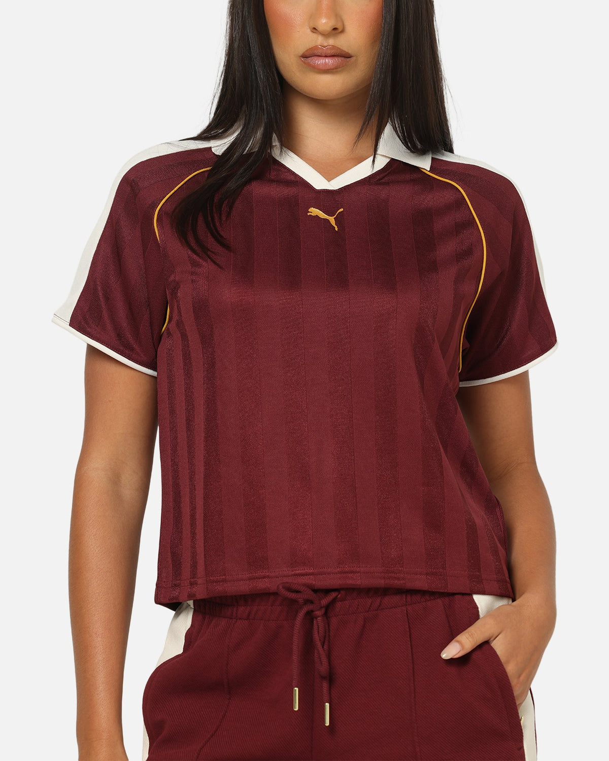 Puma Women's T7 Relaxed Football Jersey T-Shirt Ruby