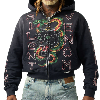DUAA "Snake" Zip Up Hoodie (Black)