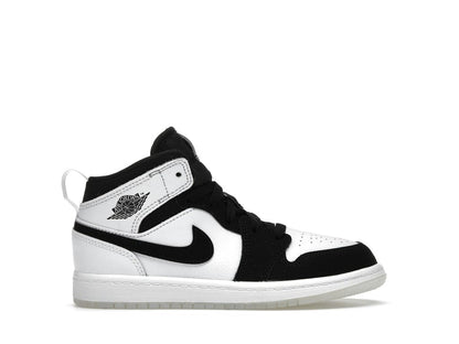 Jordan 1 Mid SE Diamond Preschool Shoes DN4323-100 White/Multicolor/Black