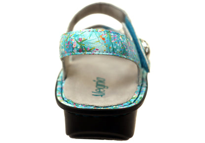 Alegria Vienna Womens Comfortable Leather Sandals Aqua Flora