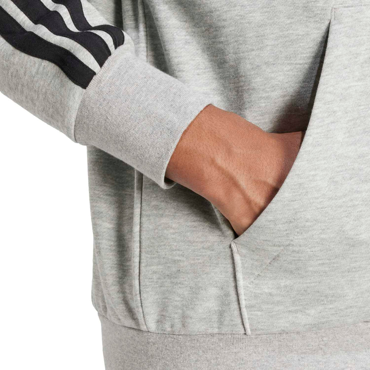 Essentials 3 Stripes Fleece FZ Hoody -Mens