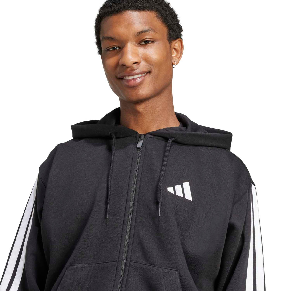 Essentials 3 Stripes Fleece FZ Hoody -Mens