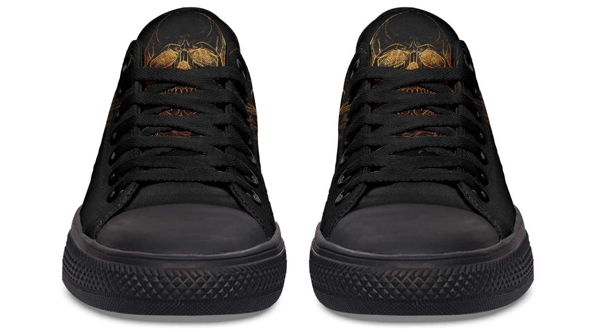 Gold Foil Skull Pattern Black Lowtop Sneaker