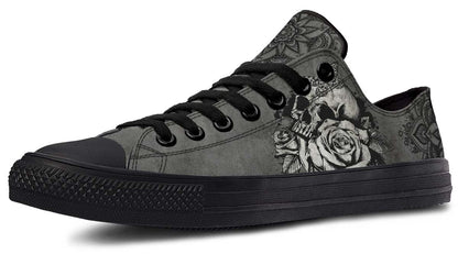 Mandala Skull Pattern Black Lowtop Sneaker