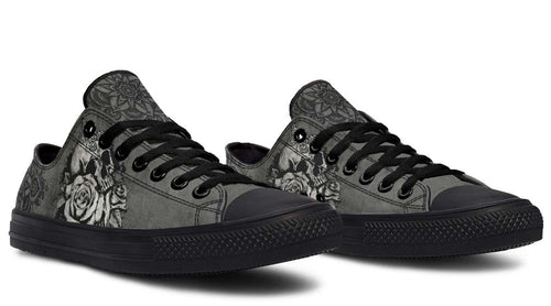 Mandala Skull Pattern Black Lowtop Sneaker