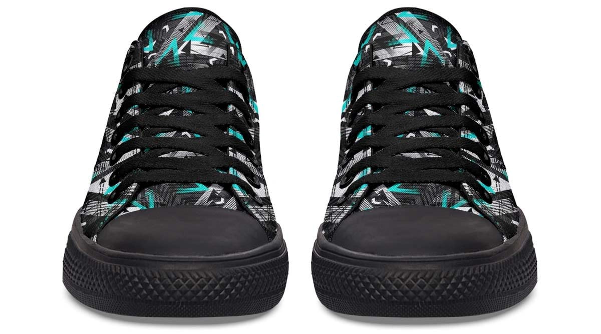 Cyan Polygon Pattern Black Lowtop Sneaker
