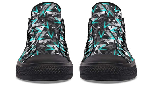 Cyan Polygon Pattern Black Lowtop Sneaker