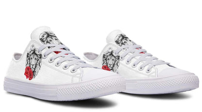 Lion With Rose White Lowtop Sneaker