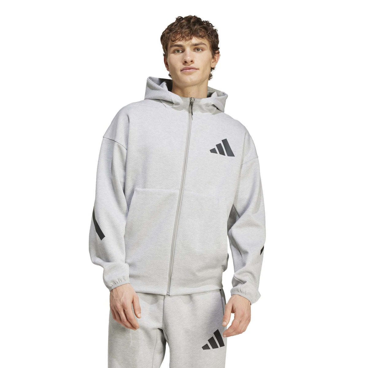 Adidas Men Z.N.E. Full Zip Hooded Track Jacket Grey JF2450